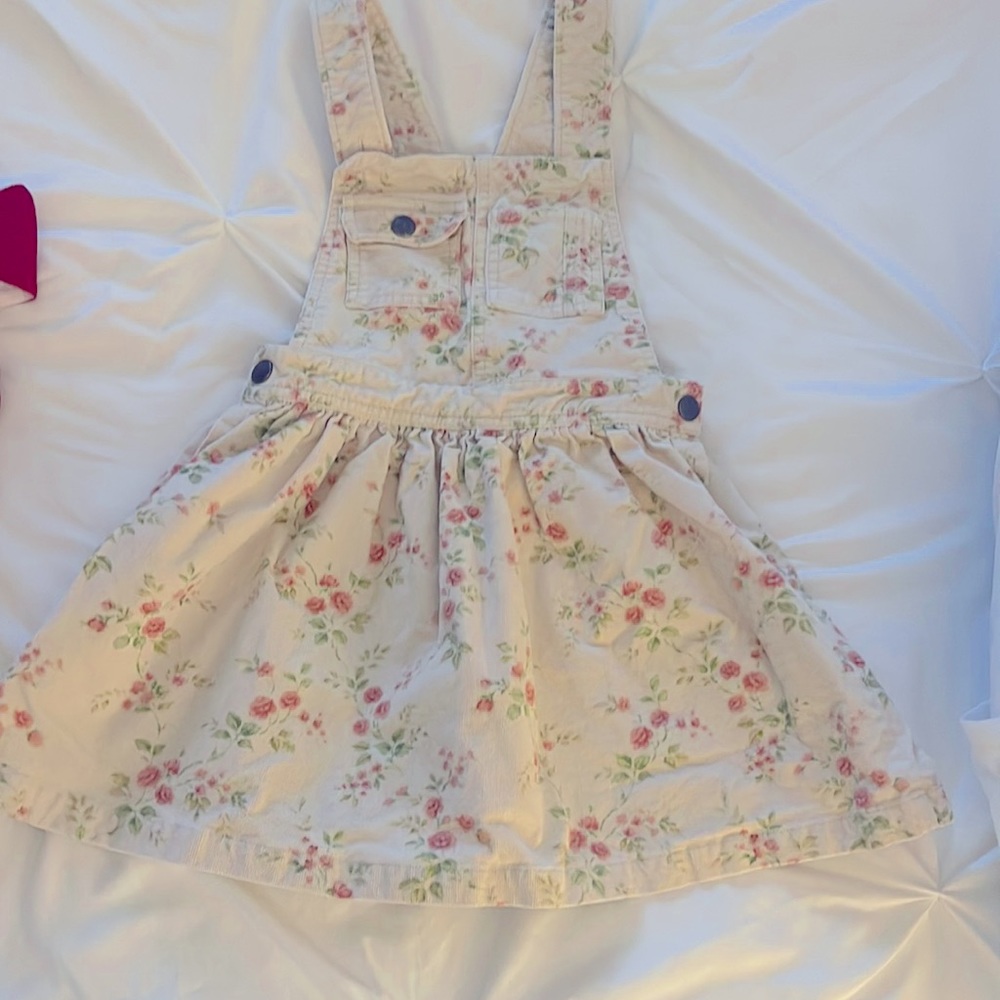 Polo girls cream and floral corduroy jumper